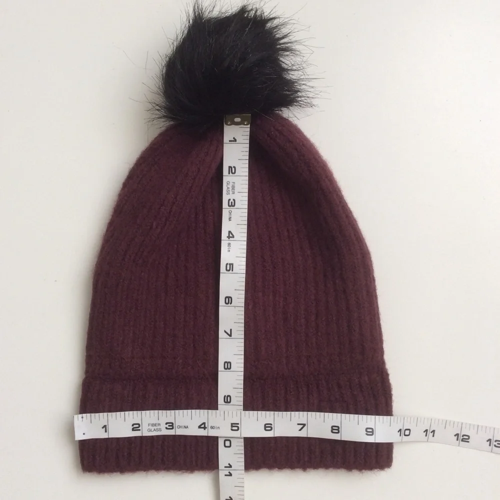 Columbia Faux Fur Pompom Knit Cuff Beanie OS
